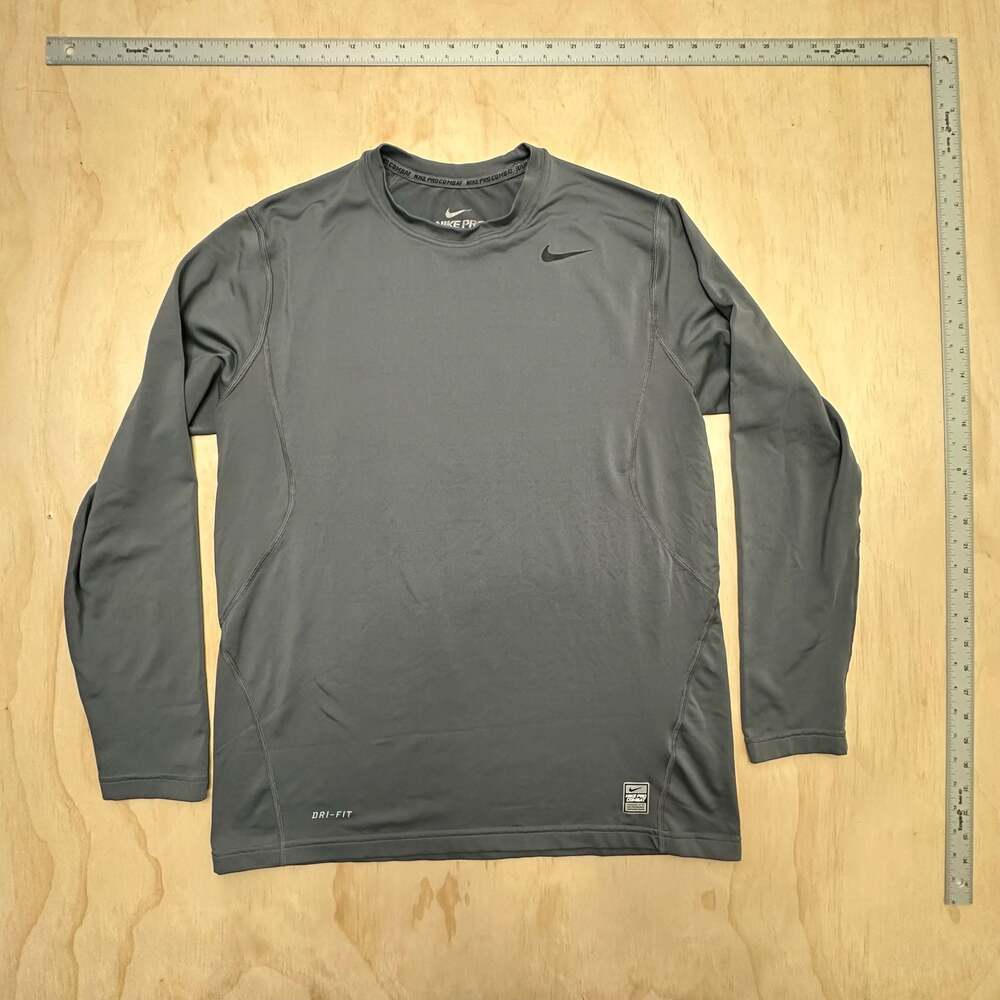 Nike Pro Combat Dri-Fit Fitted Long Sleeve Gray Athletic Shirt Men's Size L